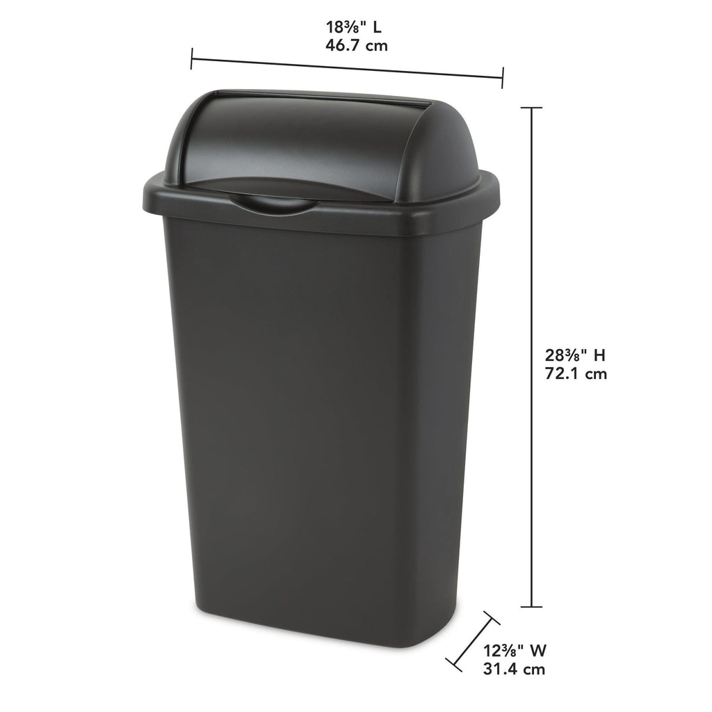 13 Gallon Roll Top Wastebasket, Large Trash Can with Easy Open Lift Lid for Kitchen, Black - Task & Tether
