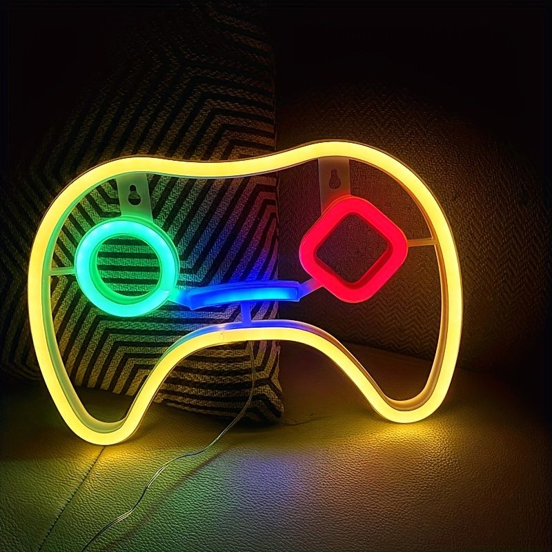 Gamer's Delight: LED Gaming Controller Logo Light - Perfect Gaming Player Gift & Home Decor - Task & Tether