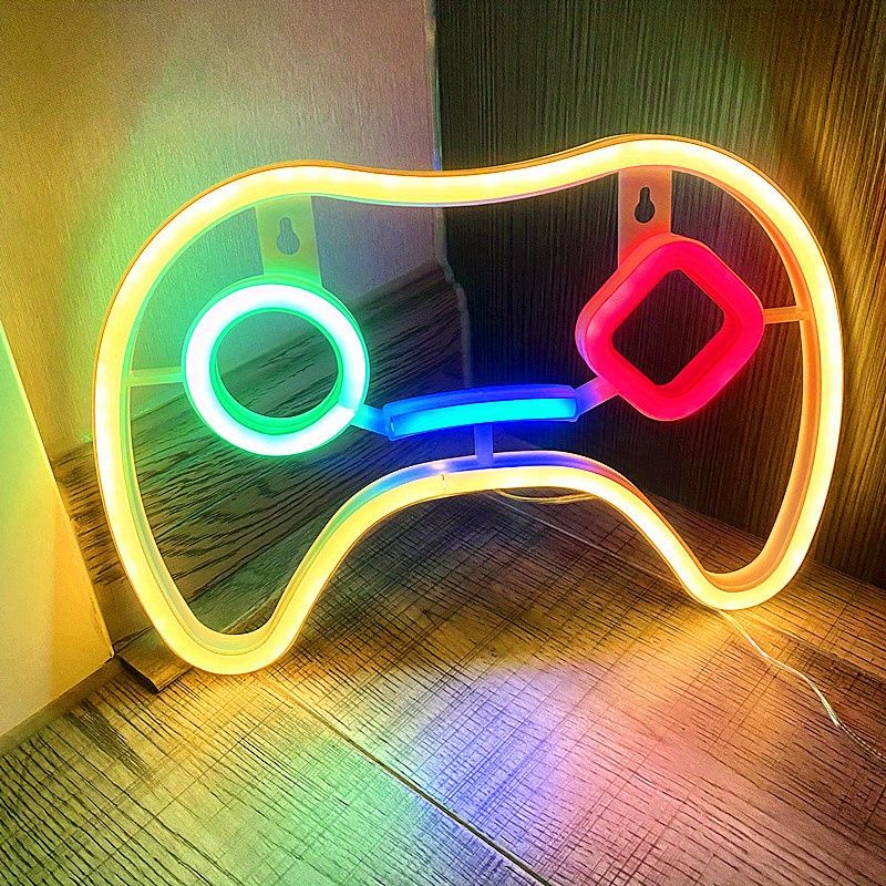 Gamer's Delight: LED Gaming Controller Logo Light - Perfect Gaming Player Gift & Home Decor - Task & Tether
