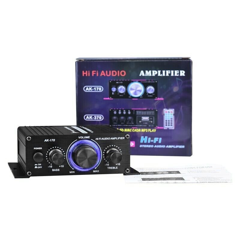 400W 12V 2 Channel Powerful Stereo Audio Power Amplifier HiFi Bass Amp Car Home - Task & Tether