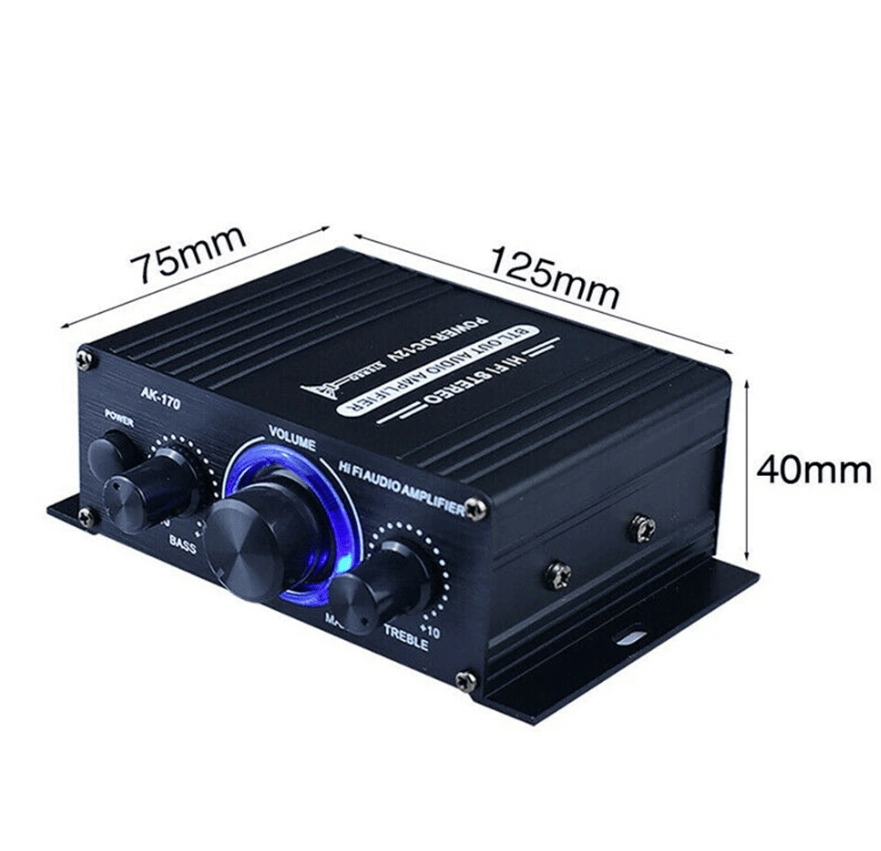 400W 12V 2 Channel Powerful Stereo Audio Power Amplifier HiFi Bass Amp Car Home - Task & Tether