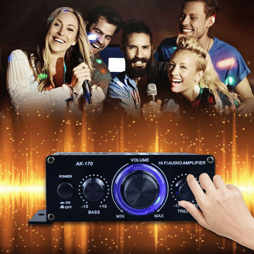 400W 12V 2 Channel Powerful Stereo Audio Power Amplifier HiFi Bass Amp Car Home - Task & Tether