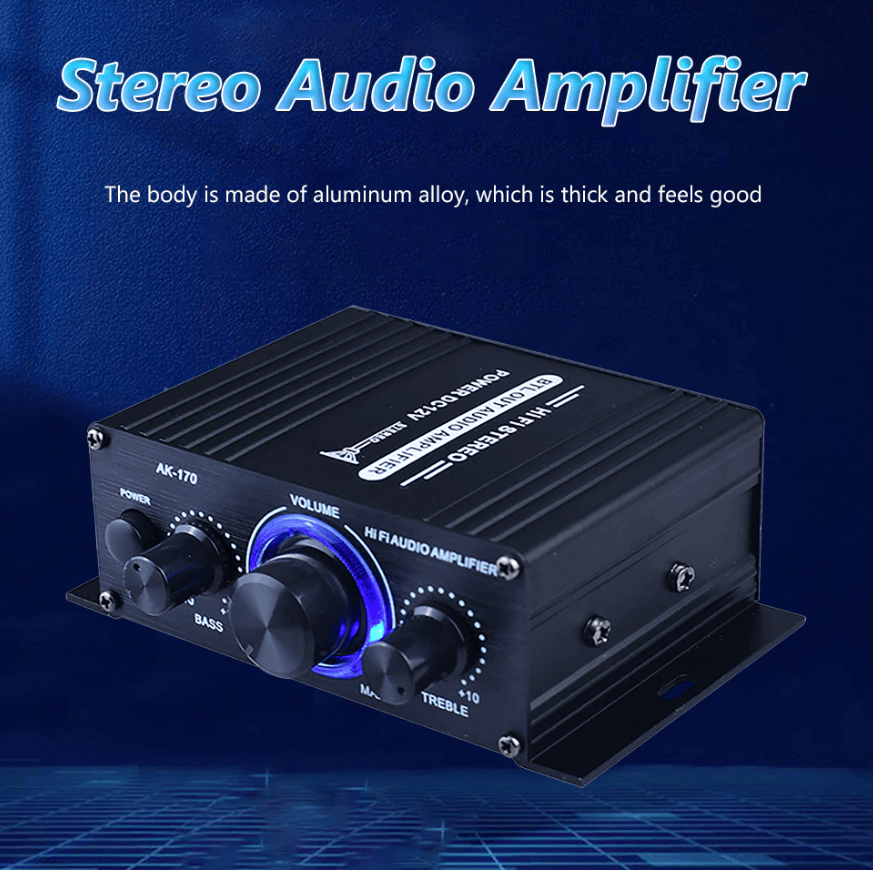 400W 12V 2 Channel Powerful Stereo Audio Power Amplifier HiFi Bass Amp Car Home - Task & Tether