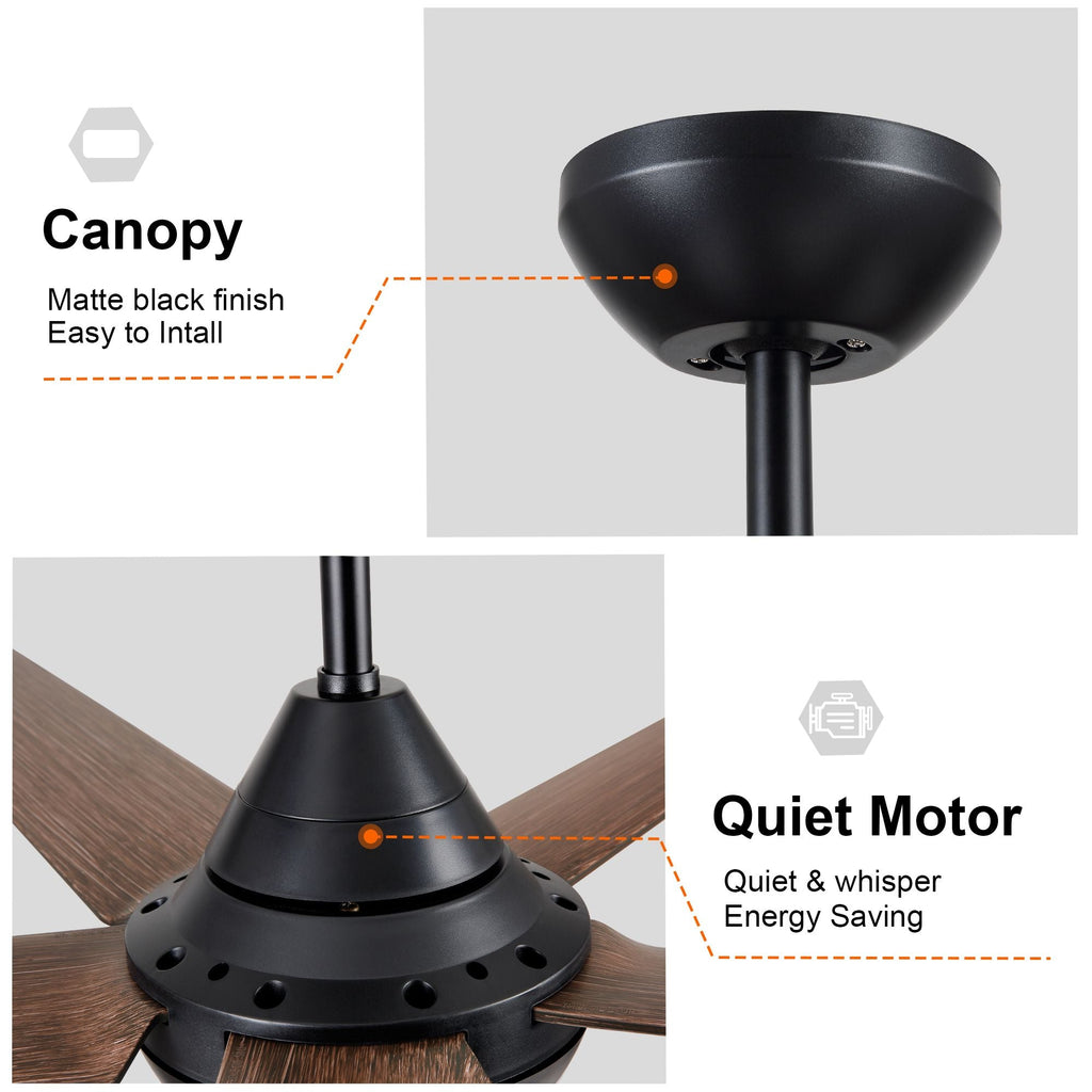 48 in. Integrated LED Indoor Brown Ceiling Fan with Light Kit and Remote Control - Task & Tether