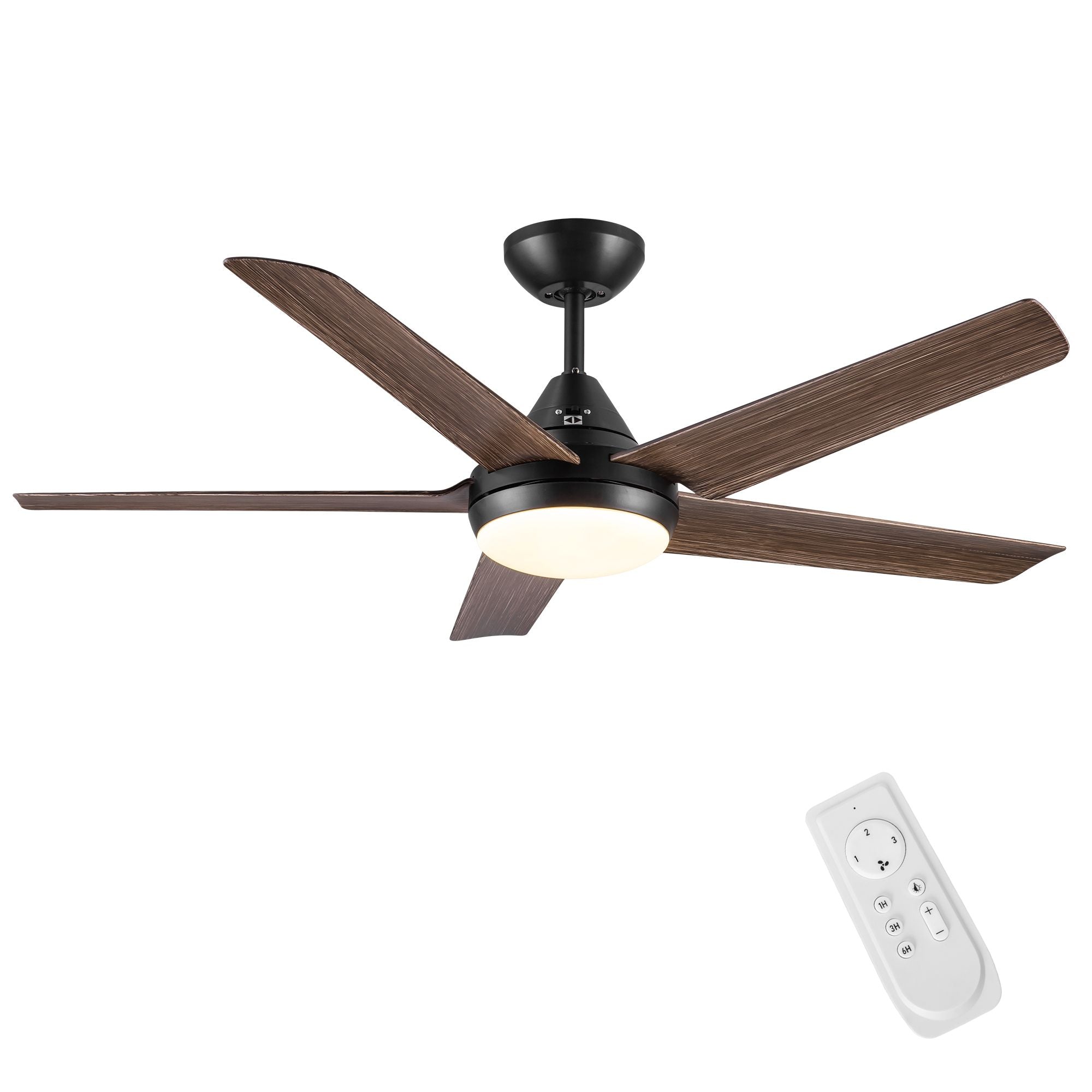 48 in. Integrated LED Indoor Brown Ceiling Fan with Light Kit and Remote Control - Task & Tether