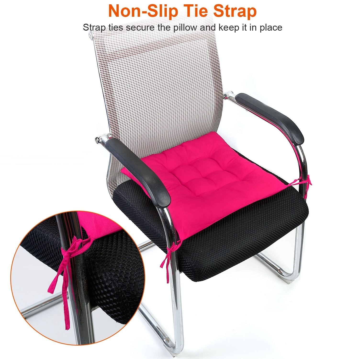 4Pcs Chair Cushion Pads Pillow Soft Tie On Square Sitting Mats For Home Office Car Sitting Travel(Standard) - Task & Tether