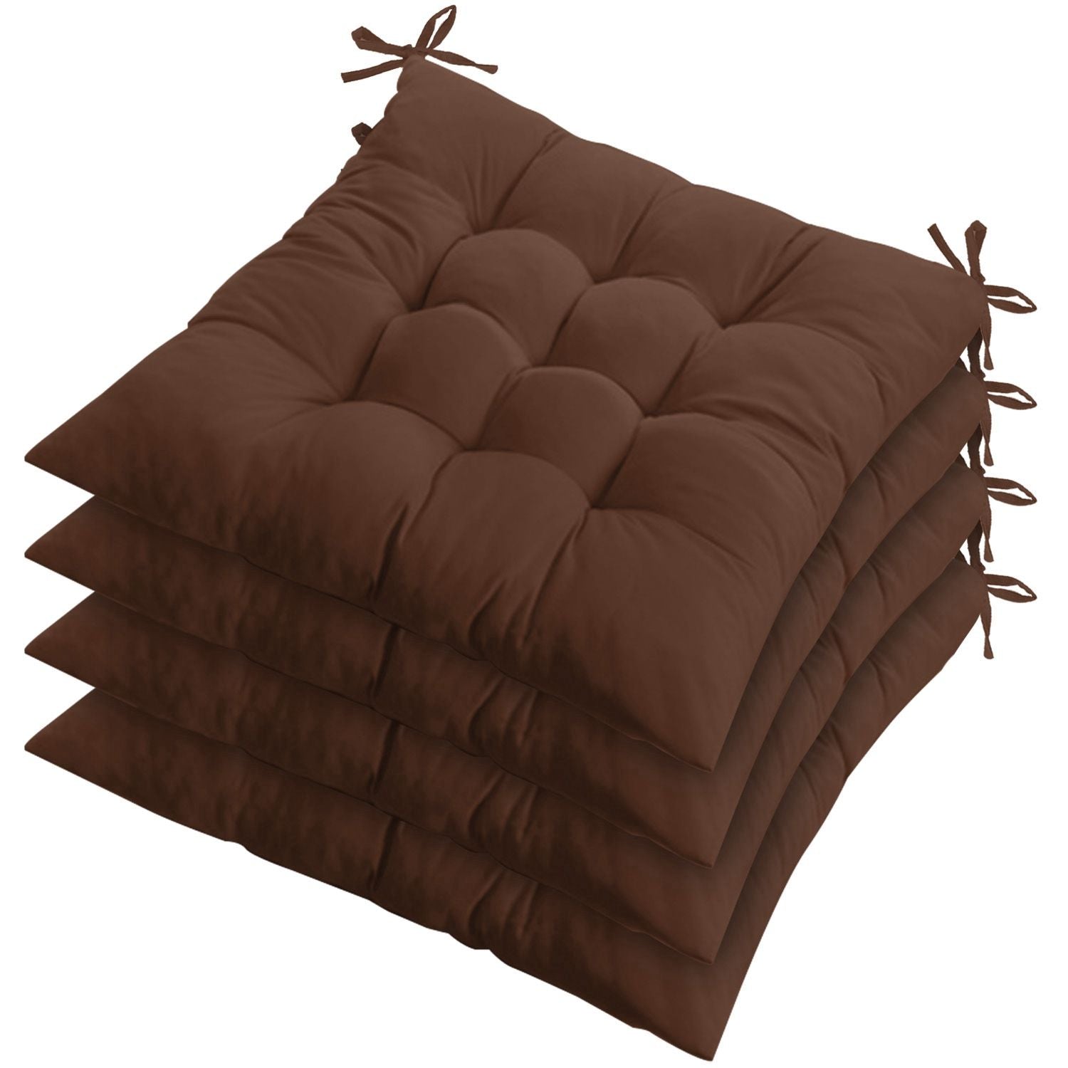 4Pcs Chair Cushion Pads Pillow Soft Tie On Square Sitting Mats For Home Office Car Sitting Travel(Standard) - Task & Tether