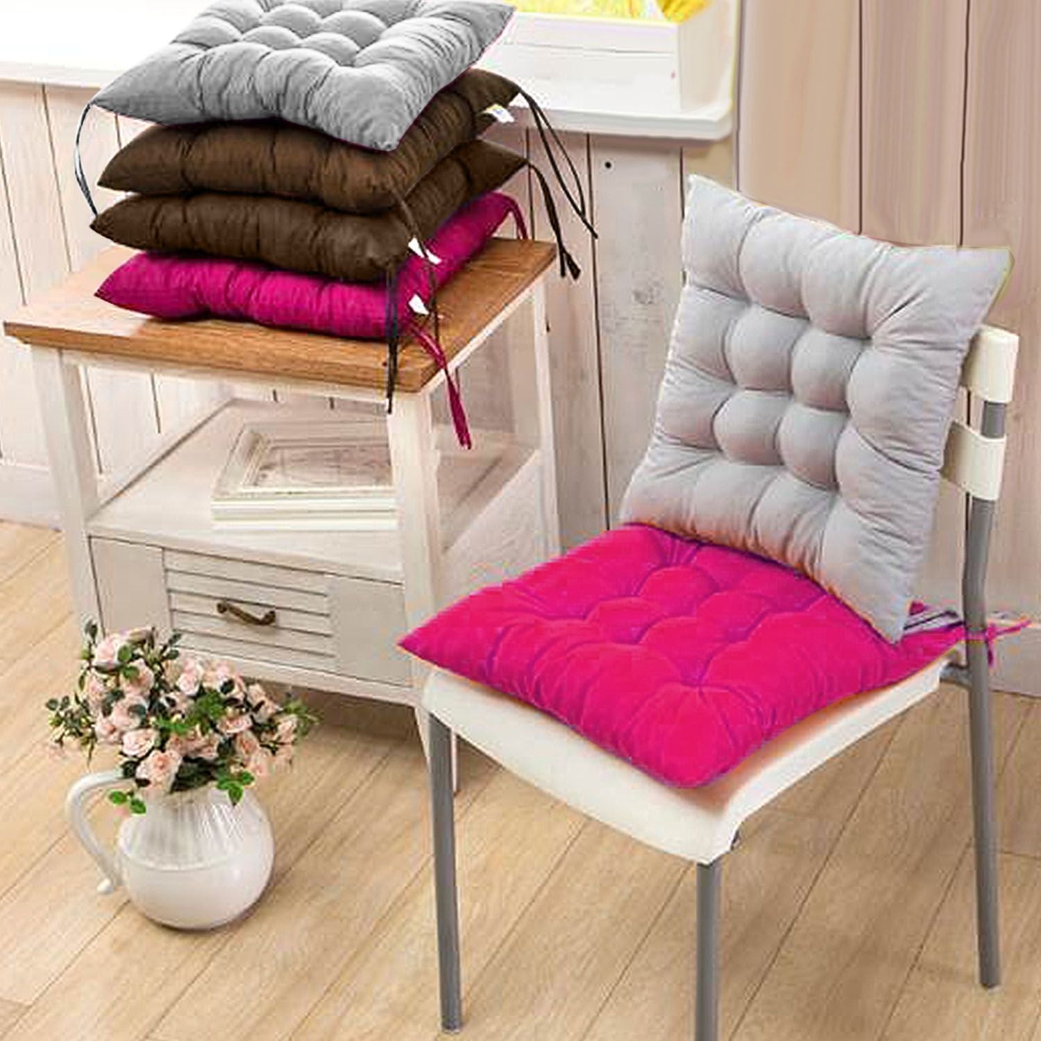 4Pcs Chair Cushion Pads Pillow Soft Tie On Square Sitting Mats For Home Office Car Sitting Travel(Standard) - Task & Tether