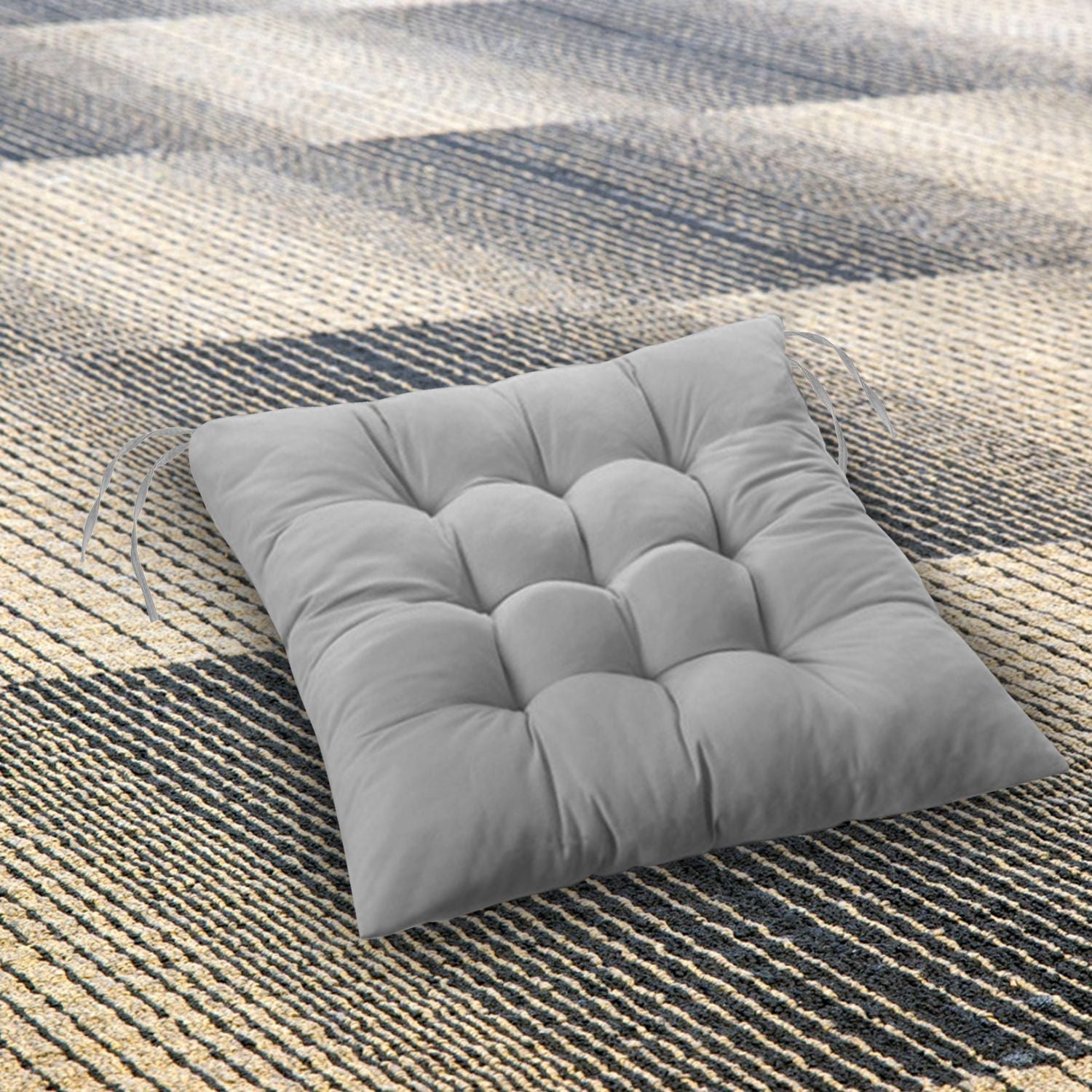 4Pcs Chair Cushion Pads Pillow Soft Tie On Square Sitting Mats For Home Office Car Sitting Travel(Standard) - Task & Tether