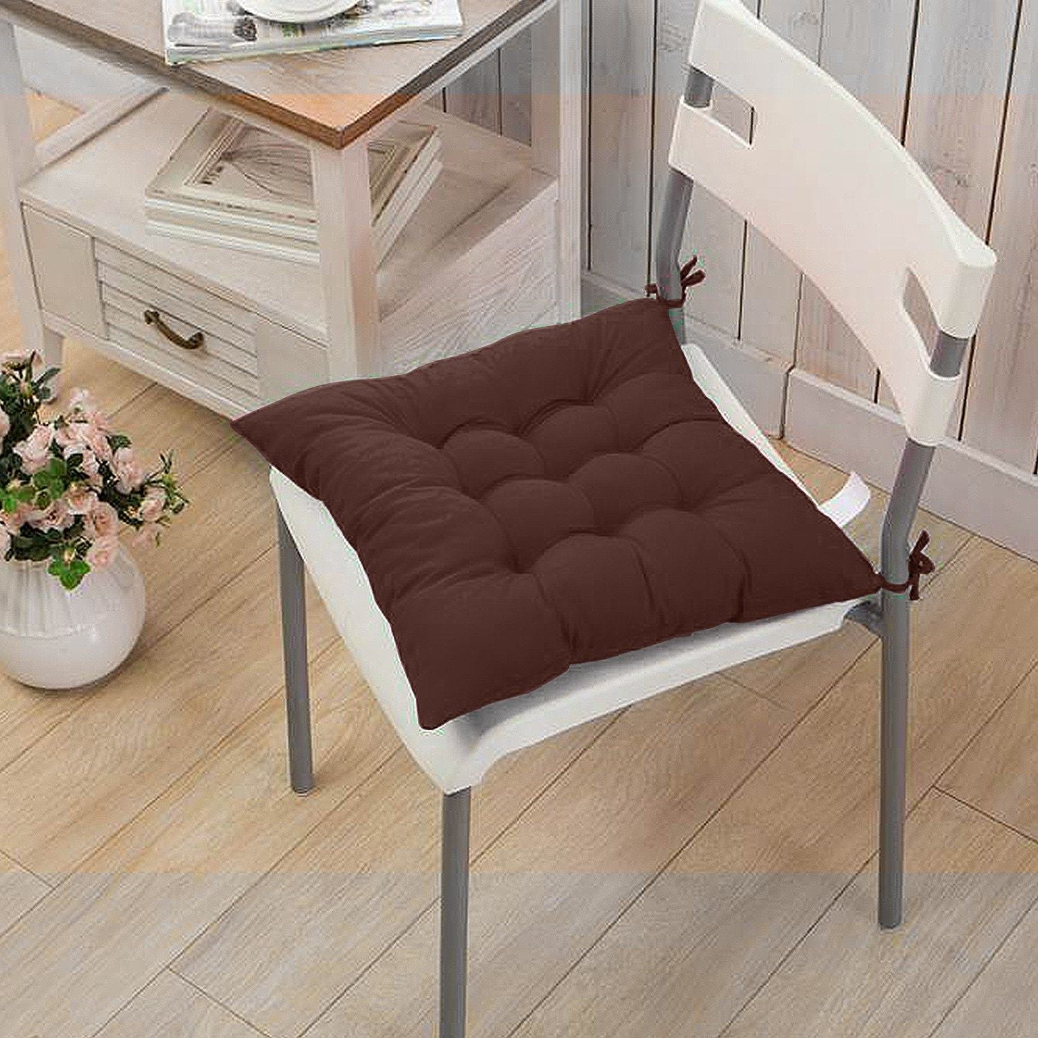 4Pcs Chair Cushion Pads Pillow Soft Tie On Square Sitting Mats For Home Office Car Sitting Travel(Standard) - Task & Tether