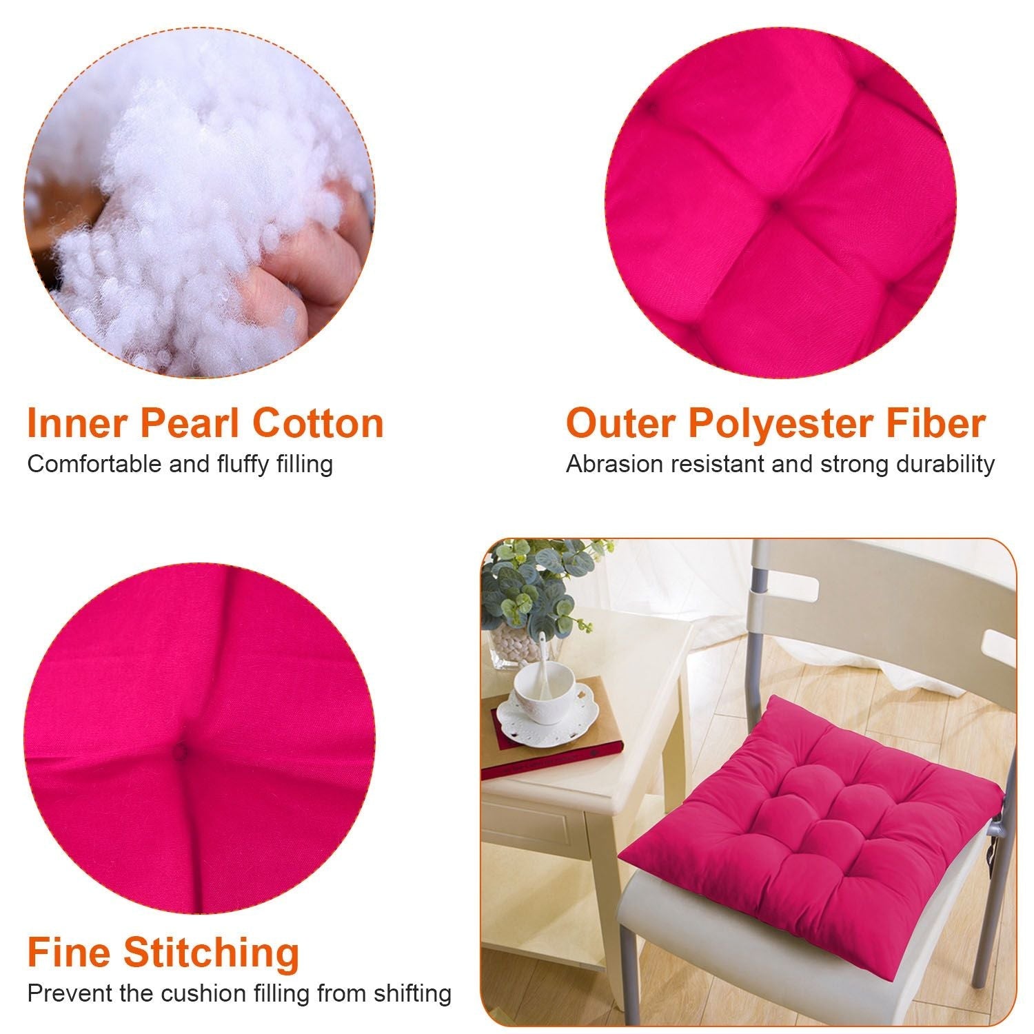 4Pcs Chair Cushion Pads Pillow Soft Tie On Square Sitting Mats For Home Office Car Sitting Travel(Standard) - Task & Tether