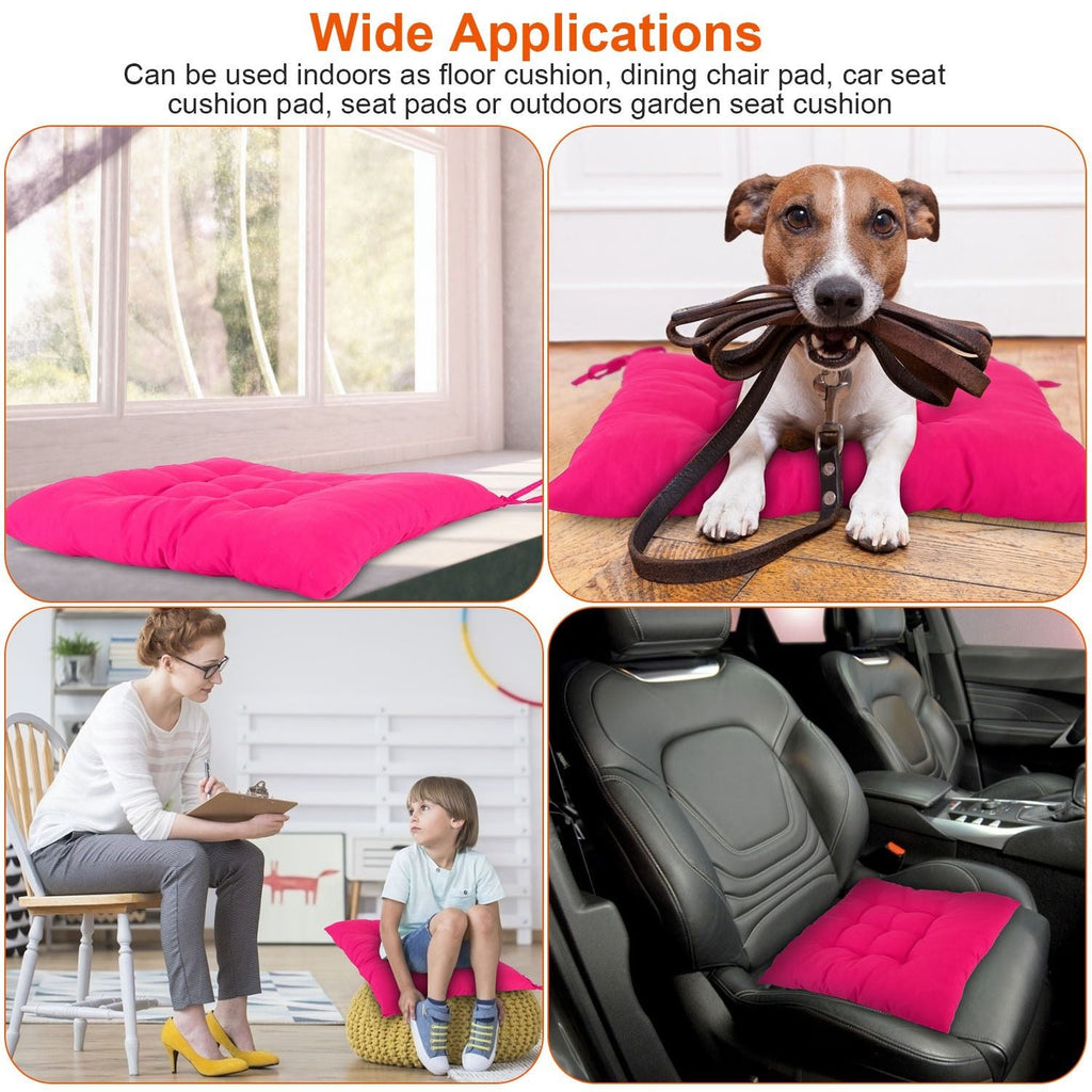4Pcs Chair Cushion Pads Pillow Soft Tie On Square Sitting Mats For Home Office Car Sitting Travel(Standard) - Task & Tether