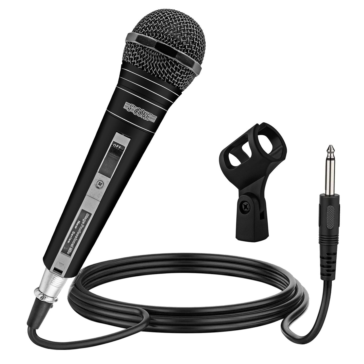 5 CORE Microphone Dynamic Vocal Handheld Mic Cardioid Unidirectional Microfono w On Off Switch + XLR Audio Cable for Singing Karaoke Public Speaking & Parties - PM 757 - Task & Tether