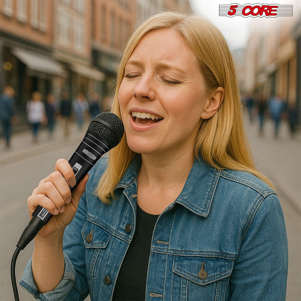 5 CORE Microphone Dynamic Vocal Handheld Mic Cardioid Unidirectional Microfono w On Off Switch + XLR Audio Cable for Singing Karaoke Public Speaking & Parties - PM 757 - Task & Tether