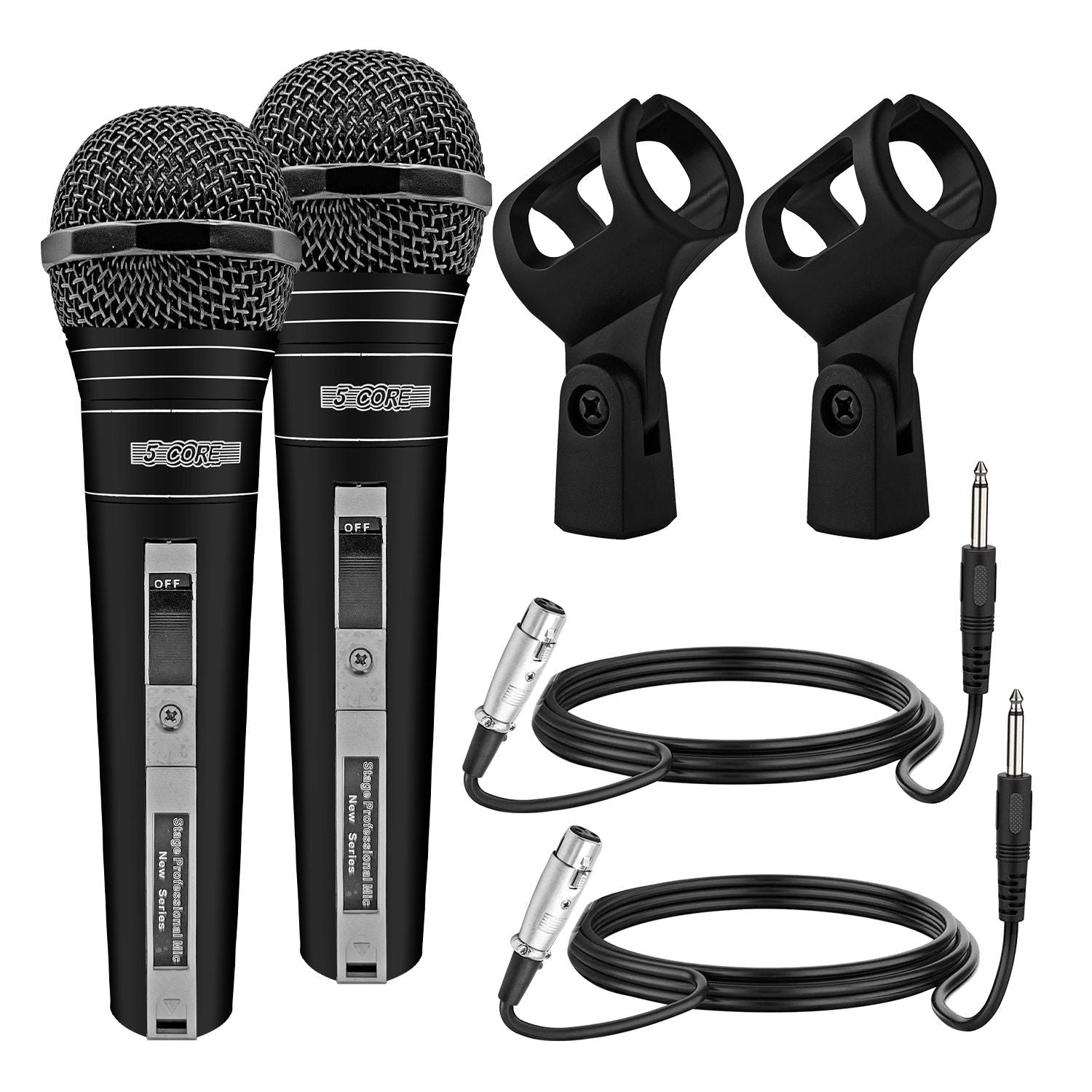 5 CORE Microphone Dynamic Vocal Handheld Mic Cardioid Unidirectional Microfono w On Off Switch + XLR Audio Cable for Singing Karaoke Public Speaking & Parties - PM 757 - Task & Tether