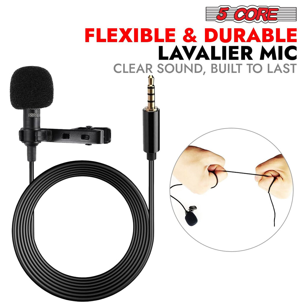 5 Core Pro Omnidirectional Lavalier Mic for Interviews - CM Mob 2M - Task & Tether