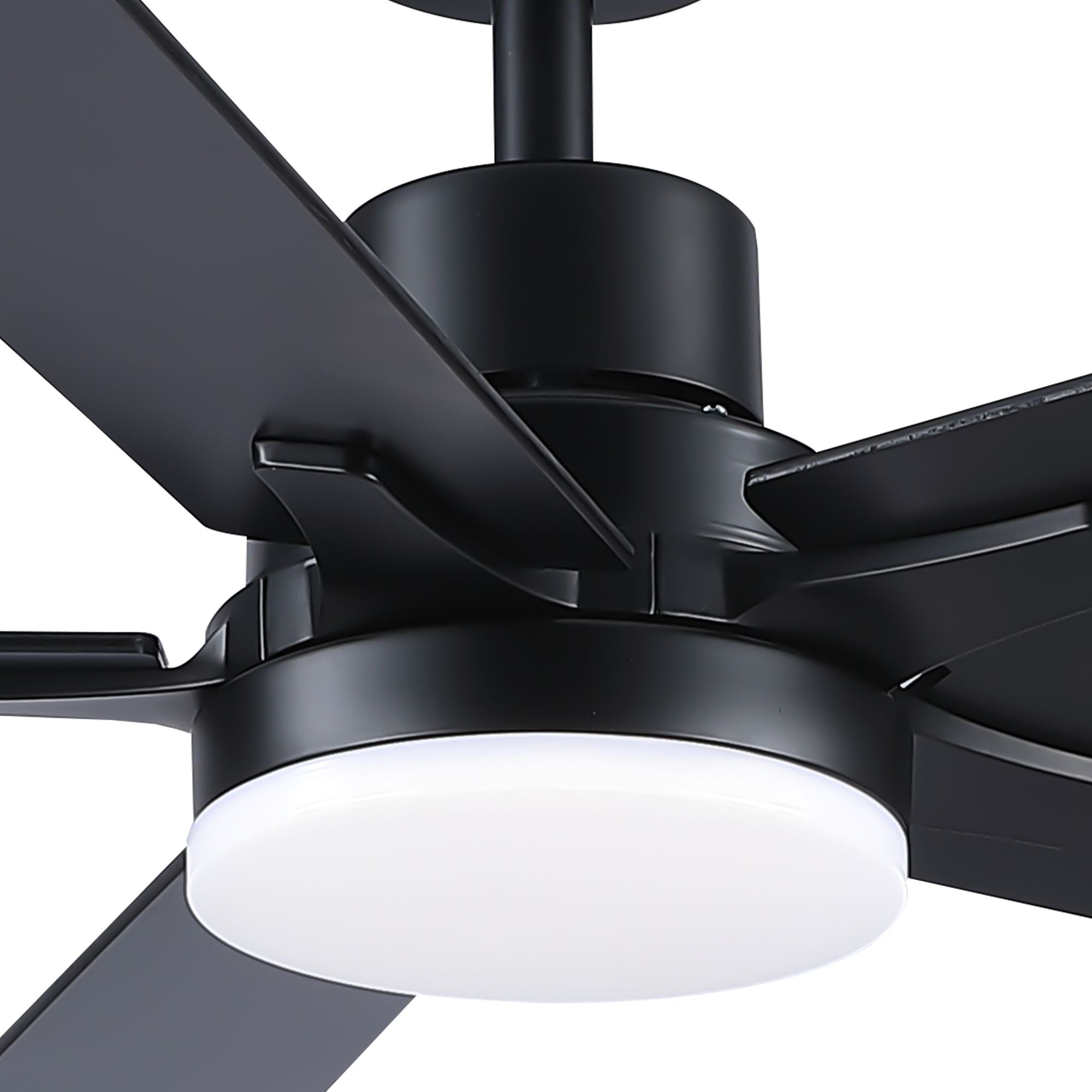 52 in. Integrated LED Farmhouse Indoor/Outdoor Black Smart Ceiling Fan with Remote Control - Task & Tether