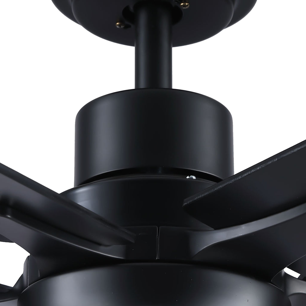 52 in. Integrated LED Farmhouse Indoor/Outdoor Black Smart Ceiling Fan with Remote Control - Task & Tether