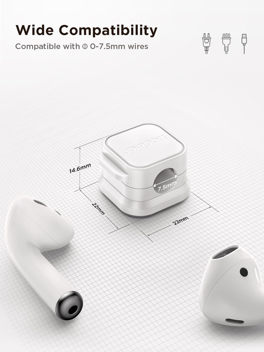 6 Pack Magnetic Cable Clips [Cable Smooth Adjustable] Cord Holder, Under Desk Cable Management, JOYROOM Adhesive Wire Holder Keeper Organizer for Home Office Desk Phone Car Wall Desktop Nightstand - Task & Tether