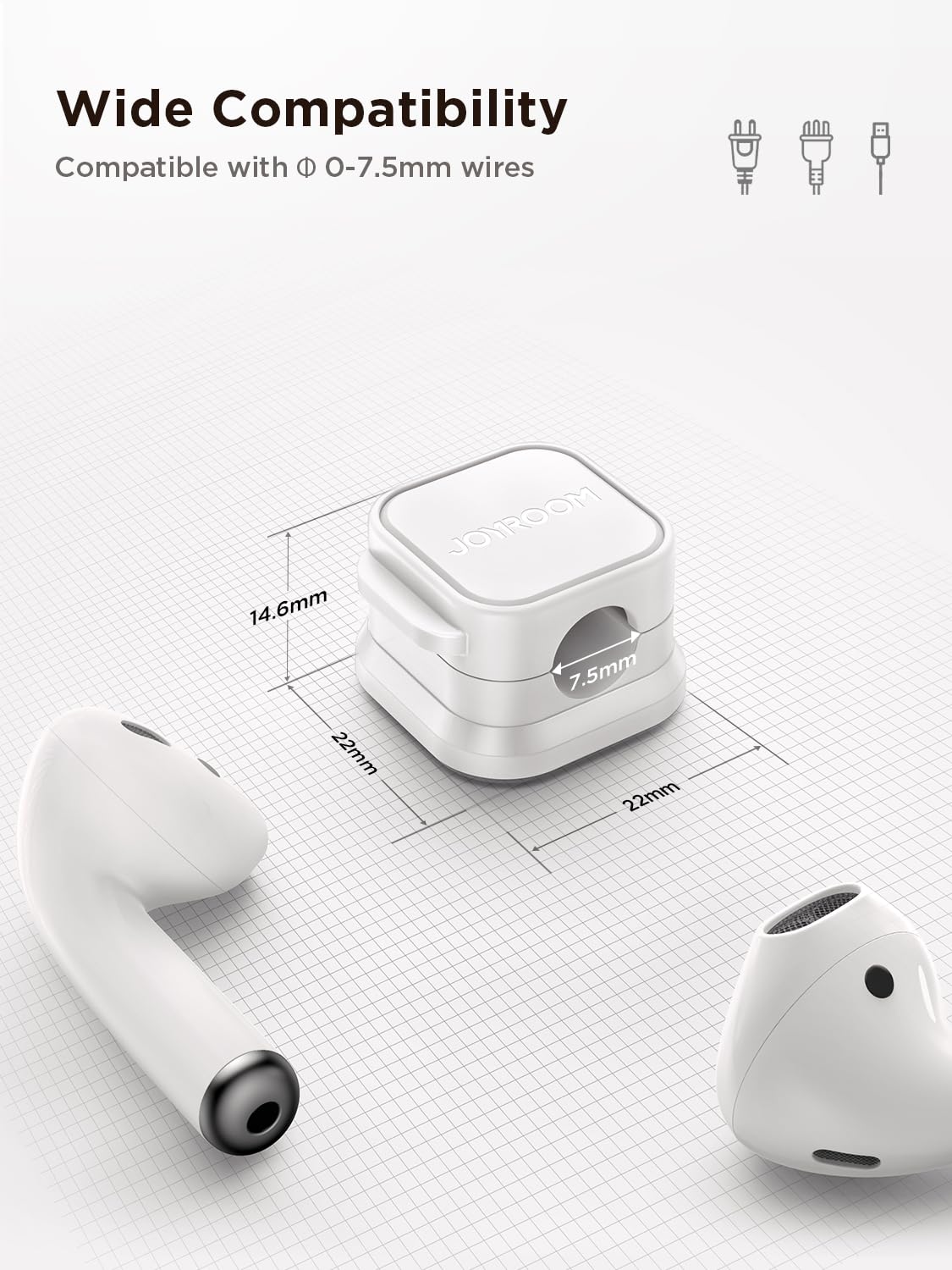 6 Pack Magnetic Cable Clips [Cable Smooth Adjustable] Cord Holder, Under Desk Cable Management, JOYROOM Adhesive Wire Holder Keeper Organizer for Home Office Desk Phone Car Wall Desktop Nightstand - Task & Tether