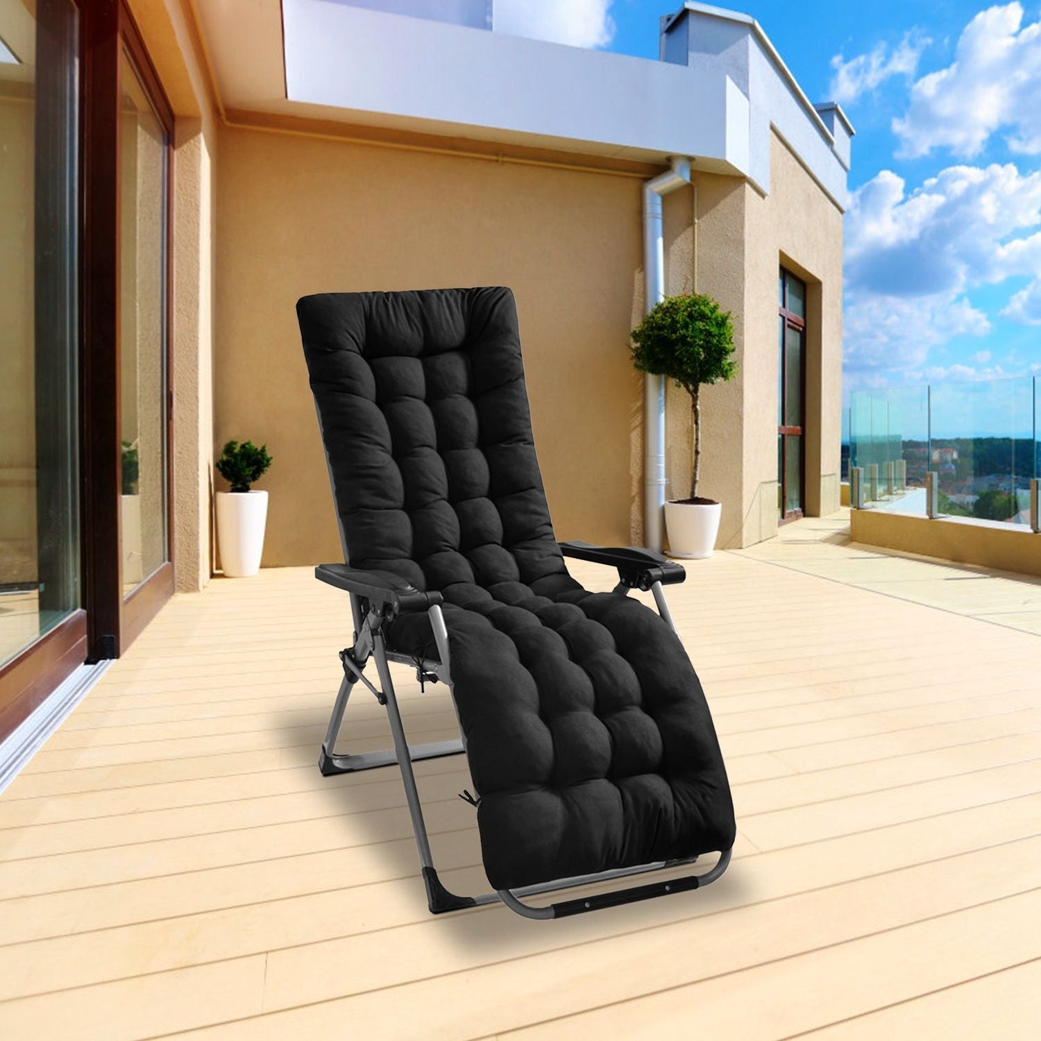 67x22in Chaise Lounger Cushion Recliner Rocking Chair Sofa Mat Deck Chair Cushion - Task & Tether