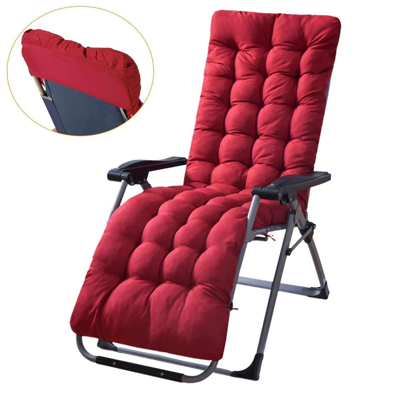 67x22in Chaise Lounger Cushion Recliner Rocking Chair Sofa Mat Deck Chair Cushion - Task & Tether