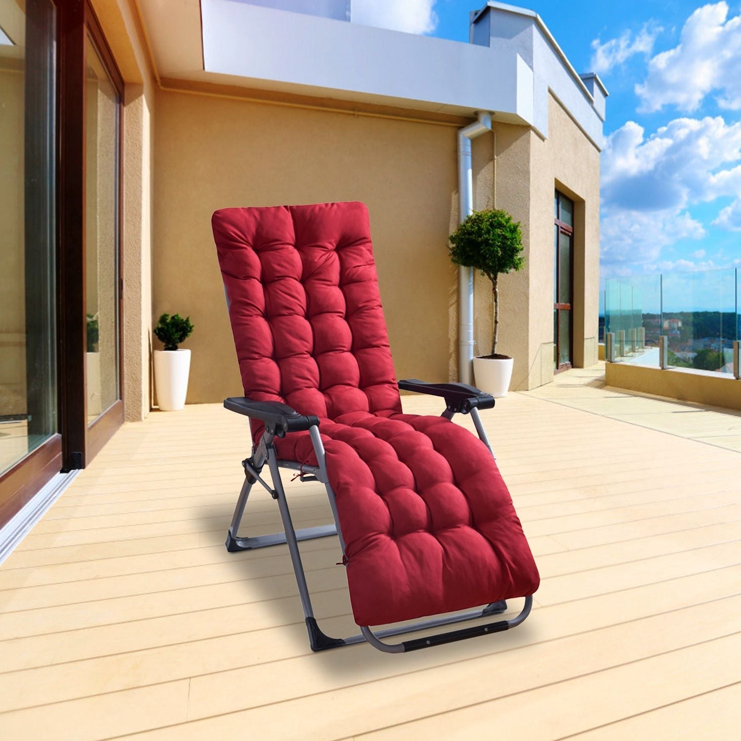 67x22in Chaise Lounger Cushion Recliner Rocking Chair Sofa Mat Deck Chair Cushion - Task & Tether
