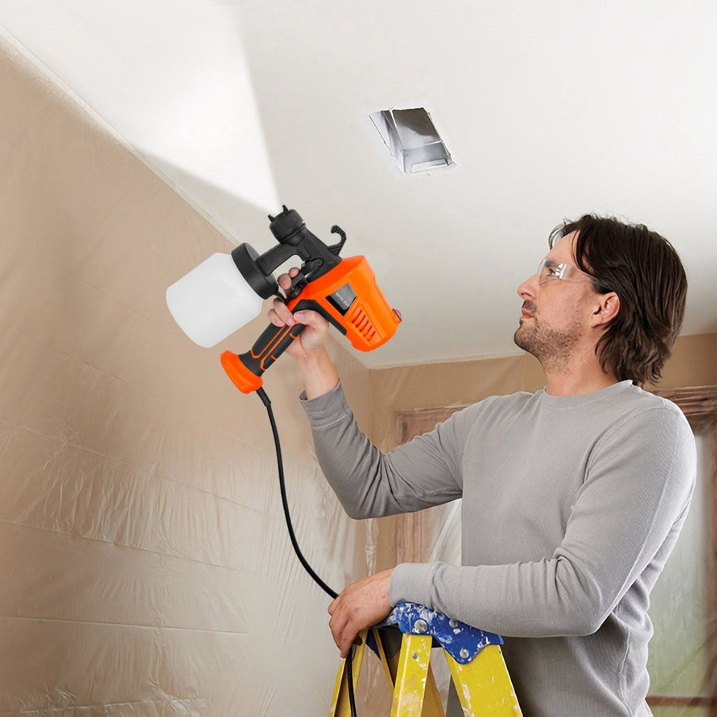 700W Electric Paint Sprayer Handheld HVLP Spray Painter Painting Spray Gun For Fences Brick Walls - Task & Tether