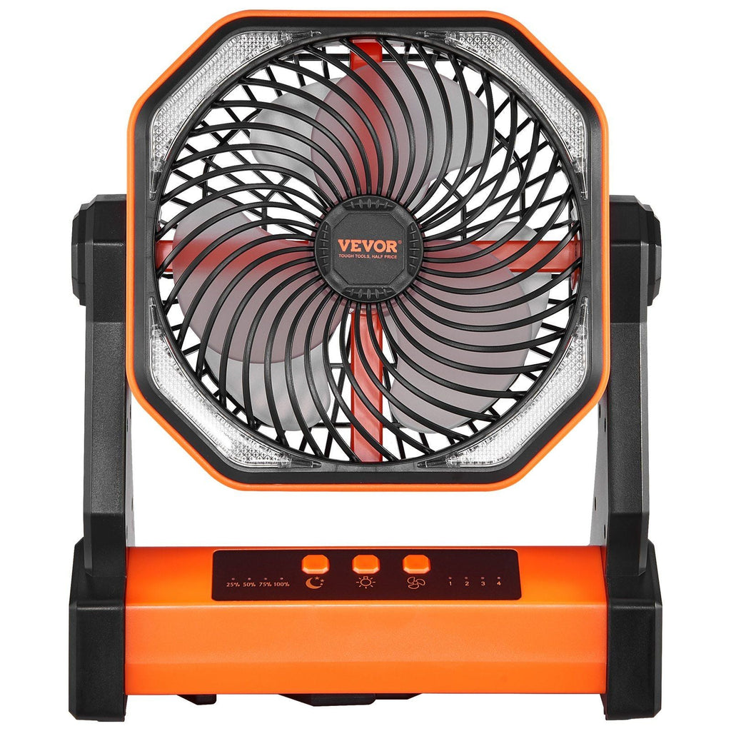 8 inch Rechargeable Camping Desktop Fan Battery Operated 4 Speeds - Task & Tether