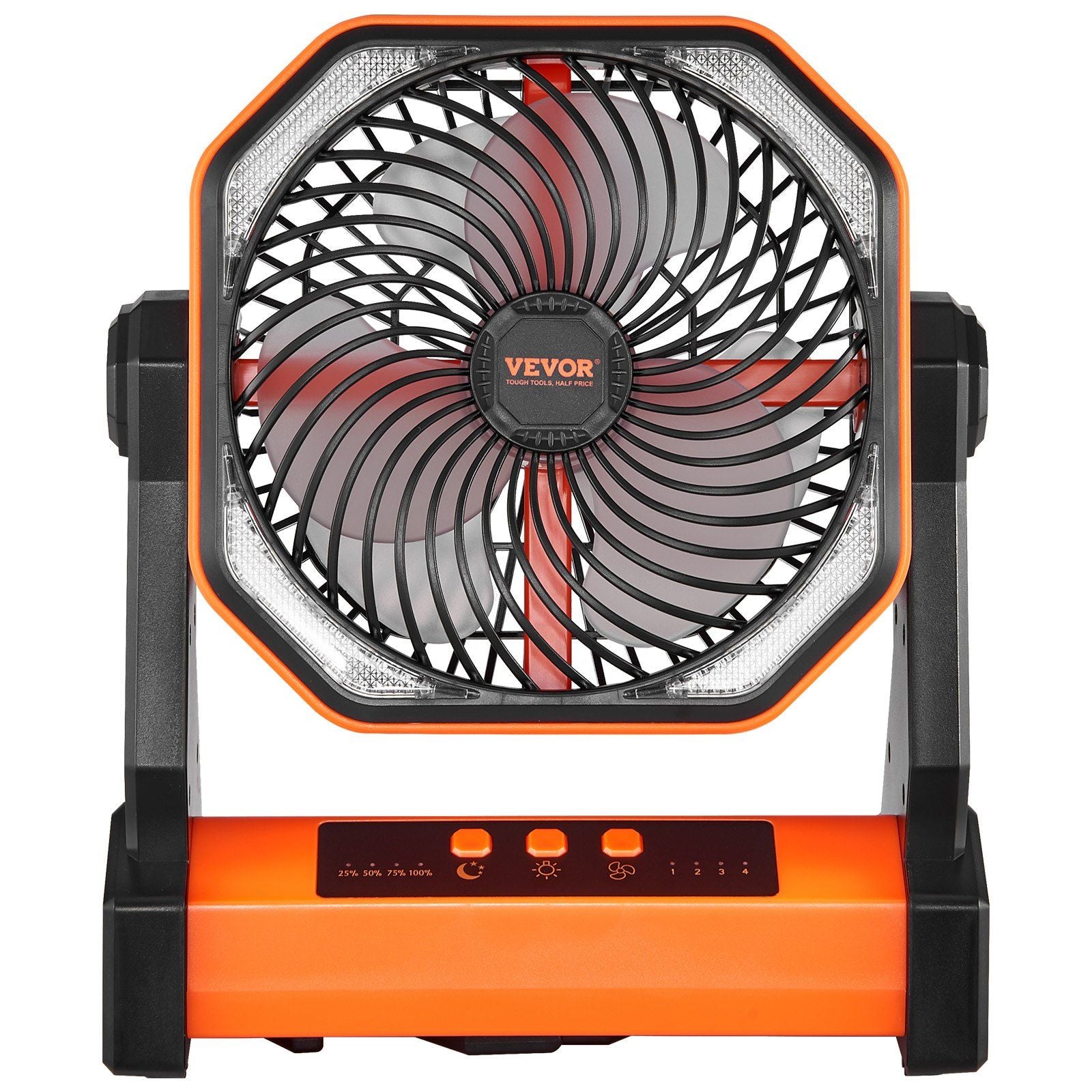 8 inch Rechargeable Camping Desktop Fan Battery Operated 4 Speeds - Task & Tether