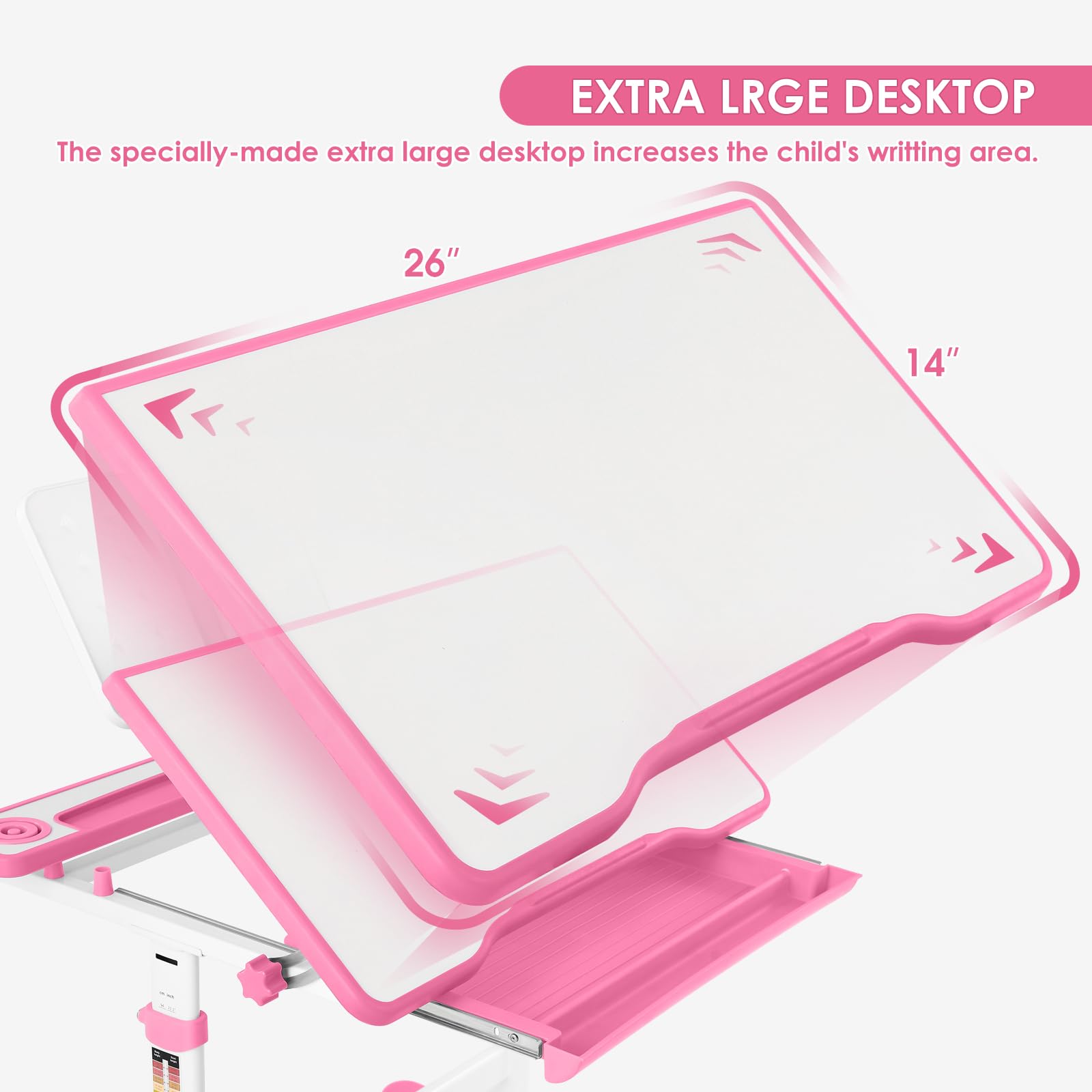 Height Adjustable Kids Study Desk Set with LED Lamp & Drawer - Blue-1 - Task & Tether