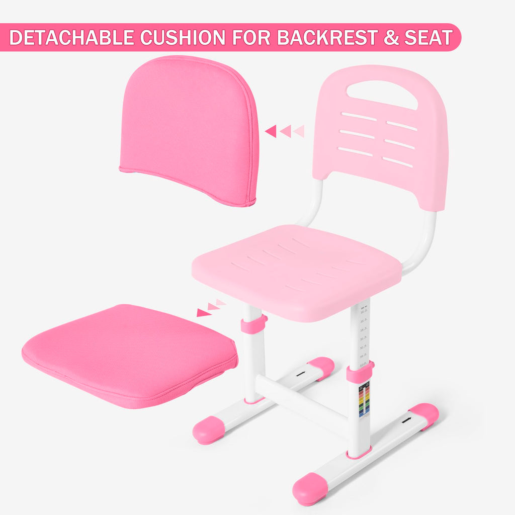 Height Adjustable Kids Study Desk Set with LED Lamp & Drawer - Blue-1 - Task & Tether