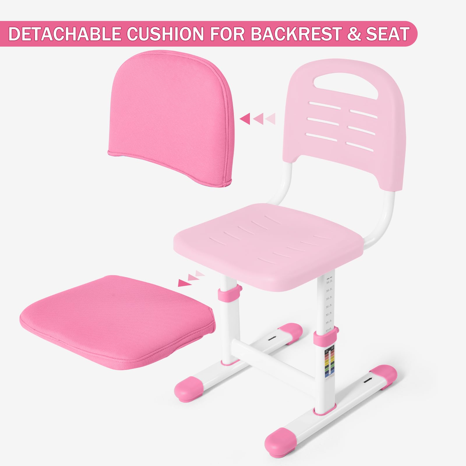 Height Adjustable Kids Study Desk Set with LED Lamp & Drawer - Blue-1 - Task & Tether