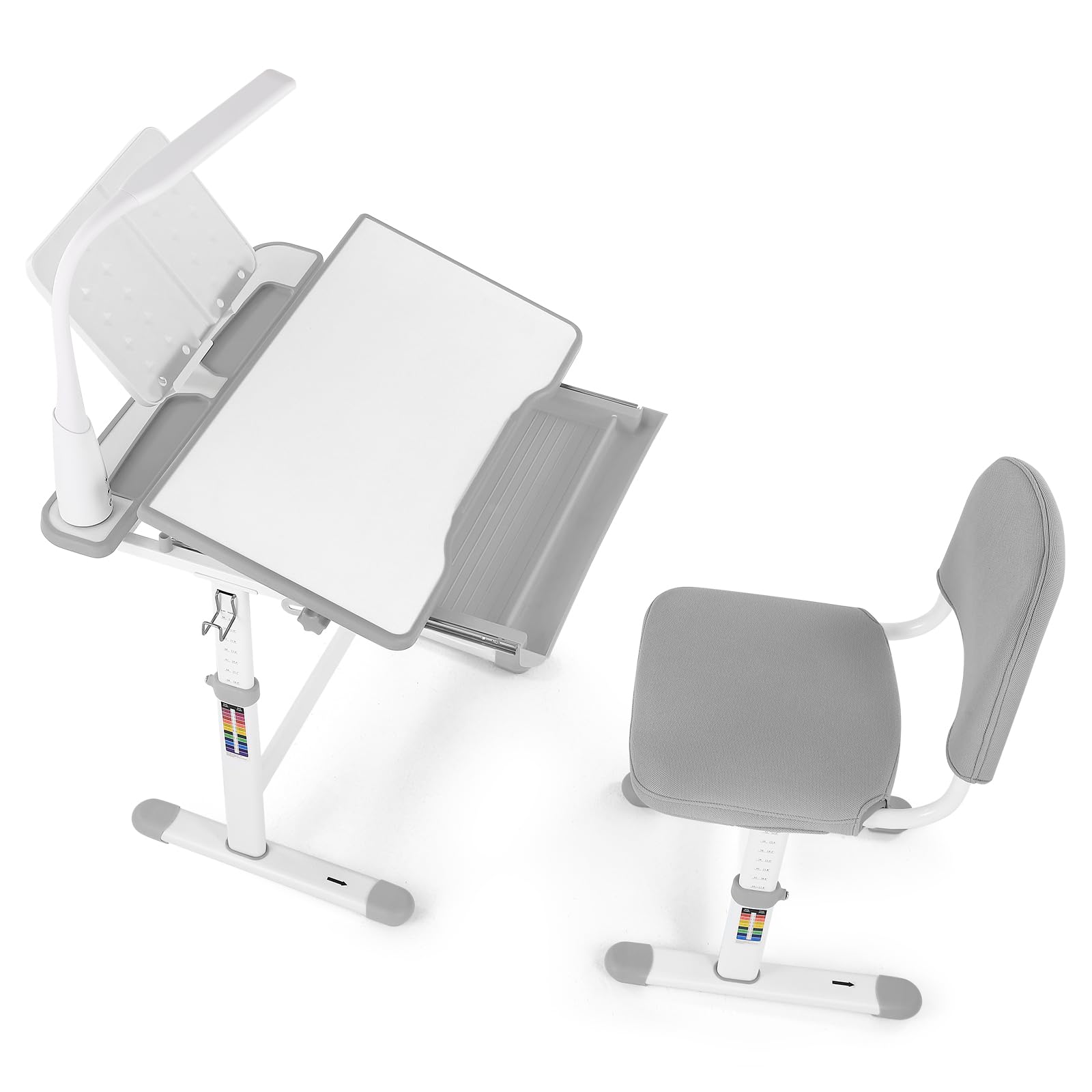 Height Adjustable Kids Study Desk Set with LED Lamp & Drawer - Blue-1 - Task & Tether