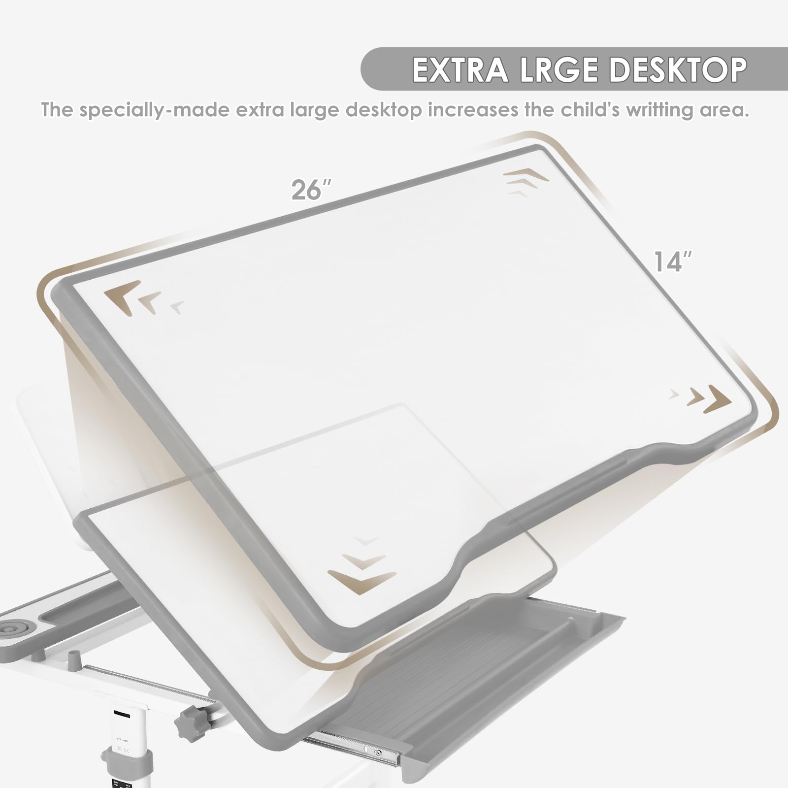 Height Adjustable Kids Study Desk Set with LED Lamp & Drawer - Blue-1 - Task & Tether