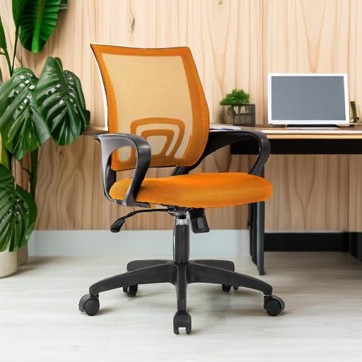 Ergonomic Mid-Back Desk Chair w/ Lumbar Support | Adjustable Height | Rolling Wheels | Dark Black - Task & Tether