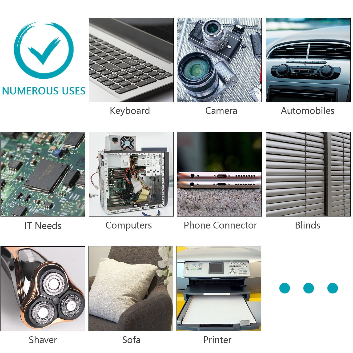 Compressed Air Duster; New Generation Canned Air; 36000 RPM Electric Air Can for Computer Keyboard Electronics Cleaning; 8000mAh Rechargeable Battery; Reusable Dust Destroyer - Task & Tether