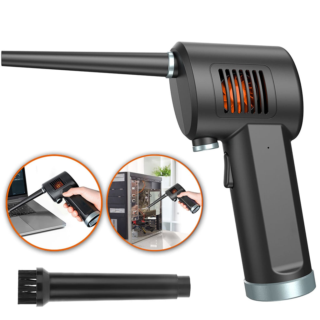 Compressed Air Duster; New Generation Canned Air; 36000 RPM Electric Air Can for Computer Keyboard Electronics Cleaning; 8000mAh Rechargeable Battery; Reusable Dust Destroyer - Task & Tether