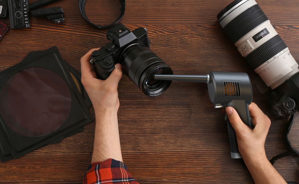 Compressed Air Duster; New Generation Canned Air; 36000 RPM Electric Air Can for Computer Keyboard Electronics Cleaning; 8000mAh Rechargeable Battery; Reusable Dust Destroyer - Task & Tether