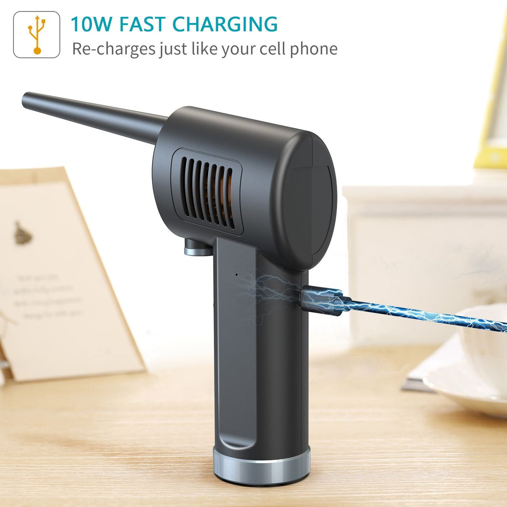 Compressed Air Duster; New Generation Canned Air; 36000 RPM Electric Air Can for Computer Keyboard Electronics Cleaning; 8000mAh Rechargeable Battery; Reusable Dust Destroyer - Task & Tether