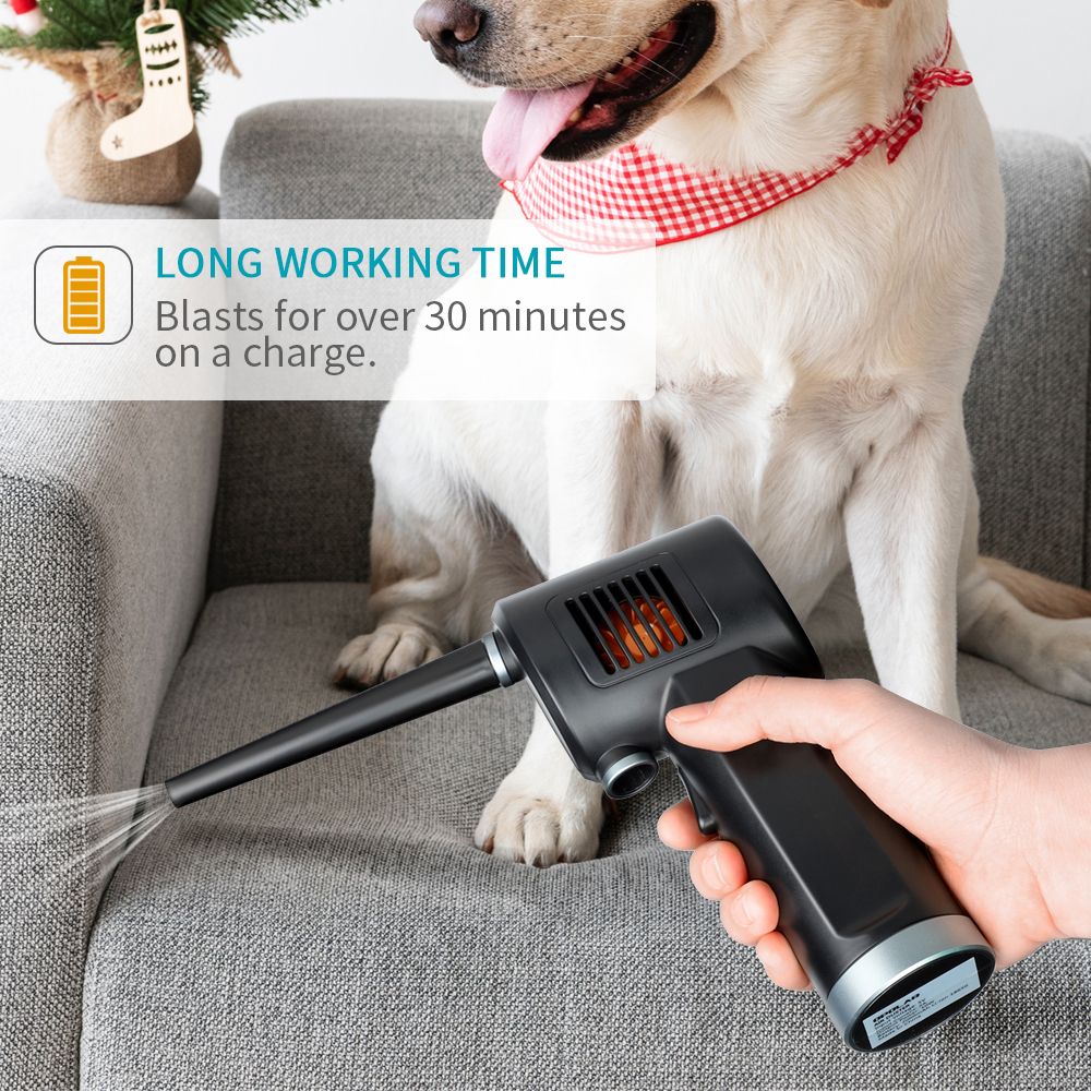 Compressed Air Duster; New Generation Canned Air; 36000 RPM Electric Air Can for Computer Keyboard Electronics Cleaning; 8000mAh Rechargeable Battery; Reusable Dust Destroyer - Task & Tether