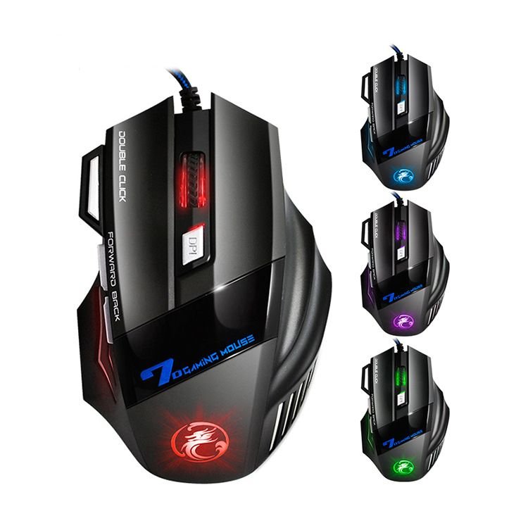 Ergonomic USB Wired Gaming Mouse for PC Laptop - 5500 DPI Gamer Mouse with LED & 7 Buttons - Task & Tether