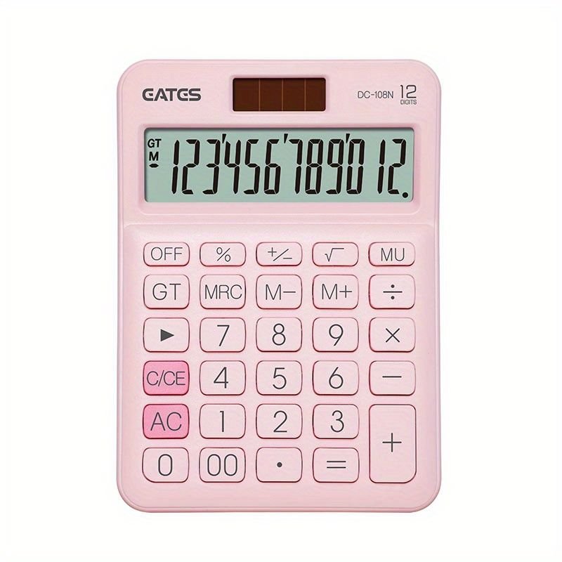 Cute 12 Digit Dual Power Calculator for Kids - Big Buttons & Large Display - Office, Home, School - Task & Tether