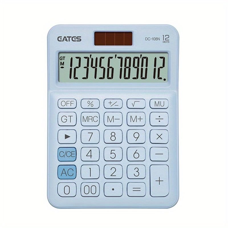 Cute 12 Digit Dual Power Calculator for Kids - Big Buttons & Large Display - Office, Home, School - Task & Tether