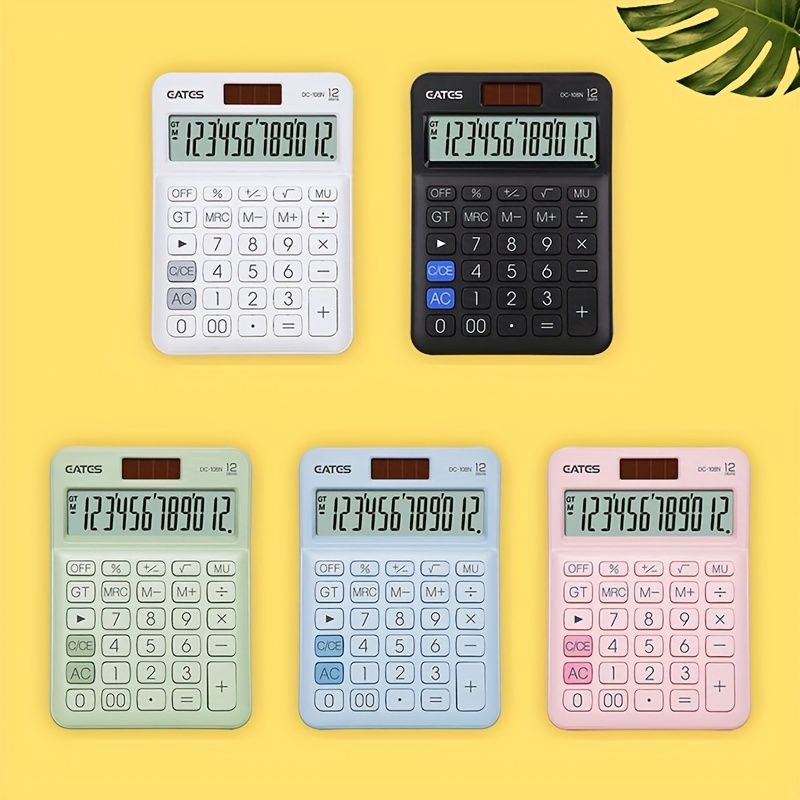 Cute 12 Digit Dual Power Calculator for Kids - Big Buttons & Large Display - Office, Home, School - Task & Tether