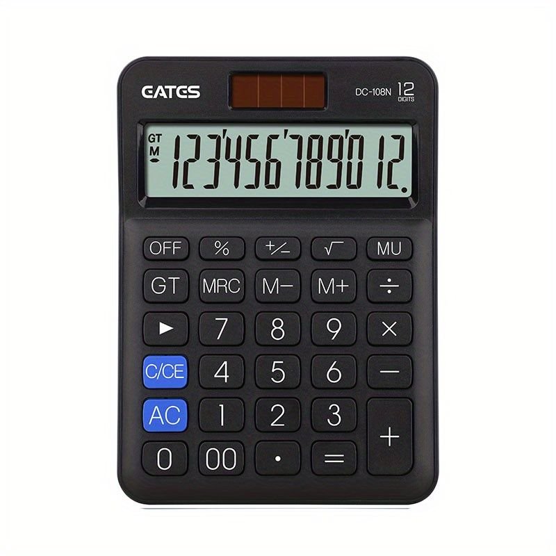 Cute 12 Digit Dual Power Calculator for Kids - Big Buttons & Large Display - Office, Home, School - Task & Tether