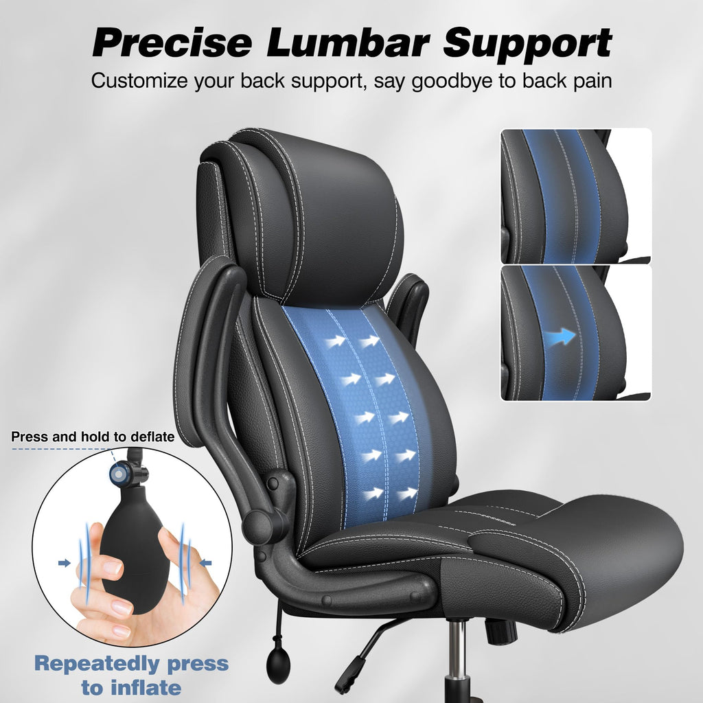 Adjustable High Back Ergonomic Office Chair with Lumbar Support, Black - Task & Tether