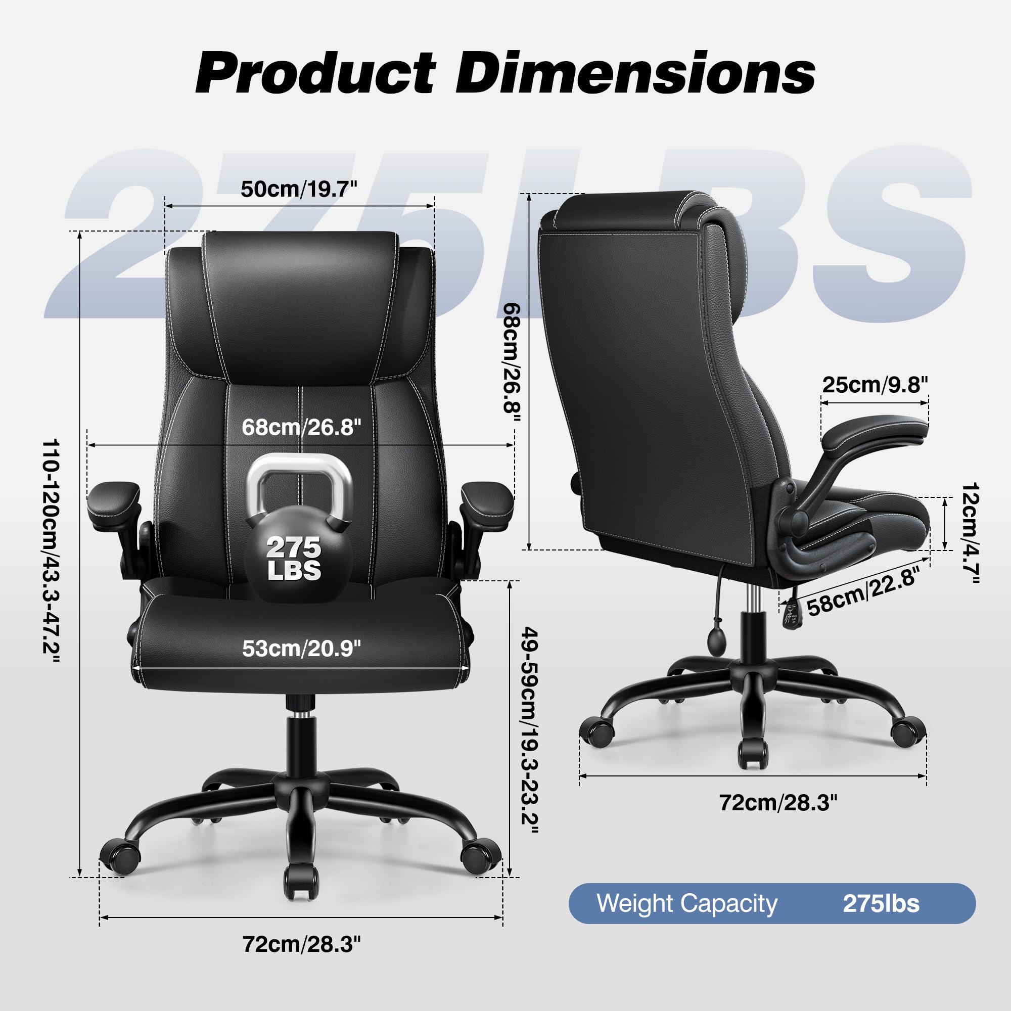 Adjustable High Back Ergonomic Office Chair with Lumbar Support, Black - Task & Tether