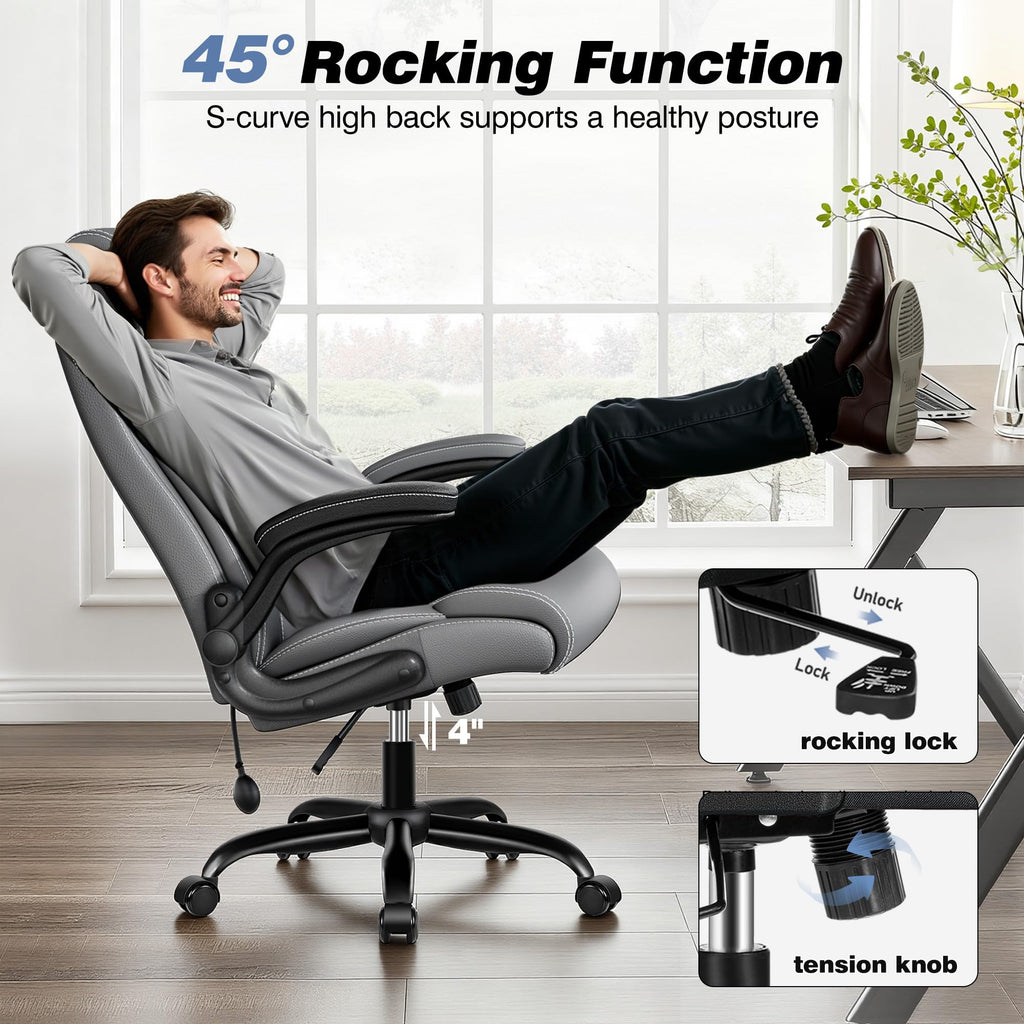 Adjustable High Back Ergonomic Office Chair with Lumbar Support, Black - Task & Tether
