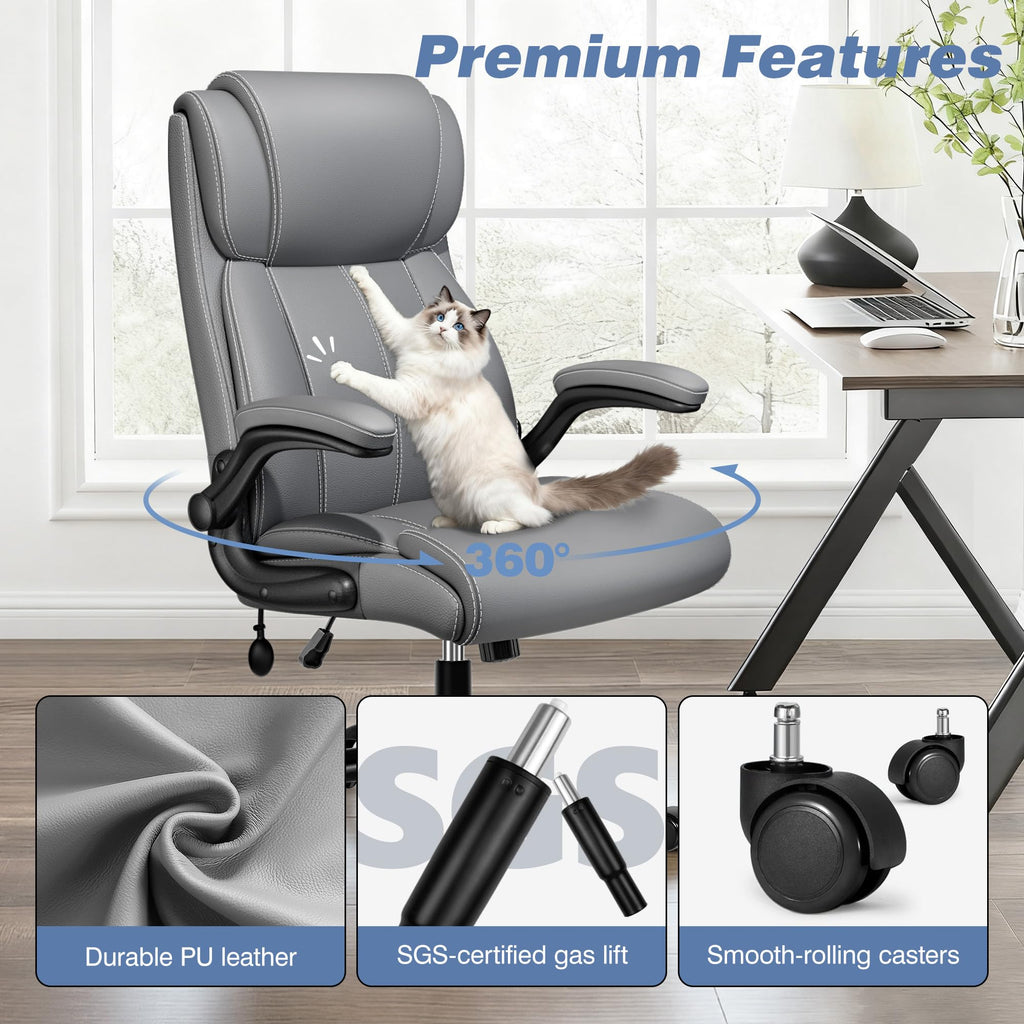 Adjustable High Back Ergonomic Office Chair with Lumbar Support, Black - Task & Tether